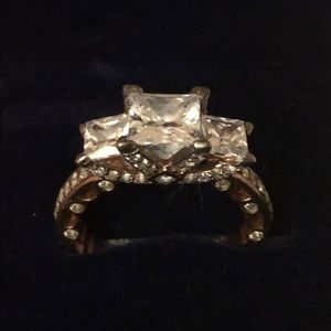 12.0 TCW princes cut Art Deco diamonds ring 14K